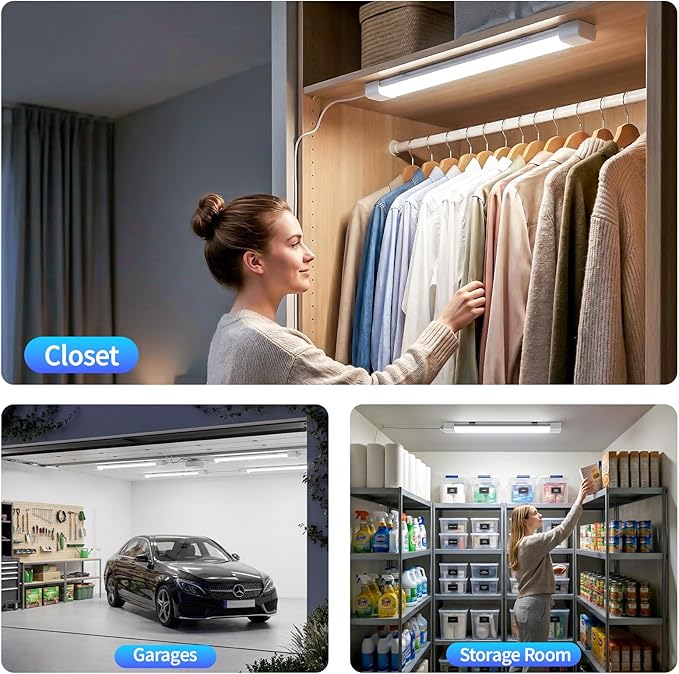 Airand LED Ceiling Light Fixture with Plug 5000k, Triproof LED Tube Light 16W Linkable Closet Lights for Workbench Kitchen Basement Garage Corridor Bathroom Office Overhead Lighting with Plug in Cord
