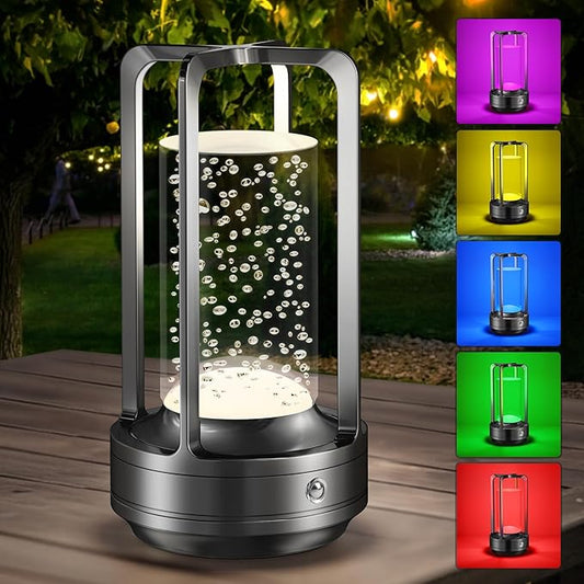 Portable Table Lamp for Outdoor Indoor: Cordless Rechargeable Desk Lamp with 10 Colors - Shower Lamp with Stepless Dimmable - Metal Battery Operated Lantern Light for Bedroom/Bar/Coffee Shop/Camping