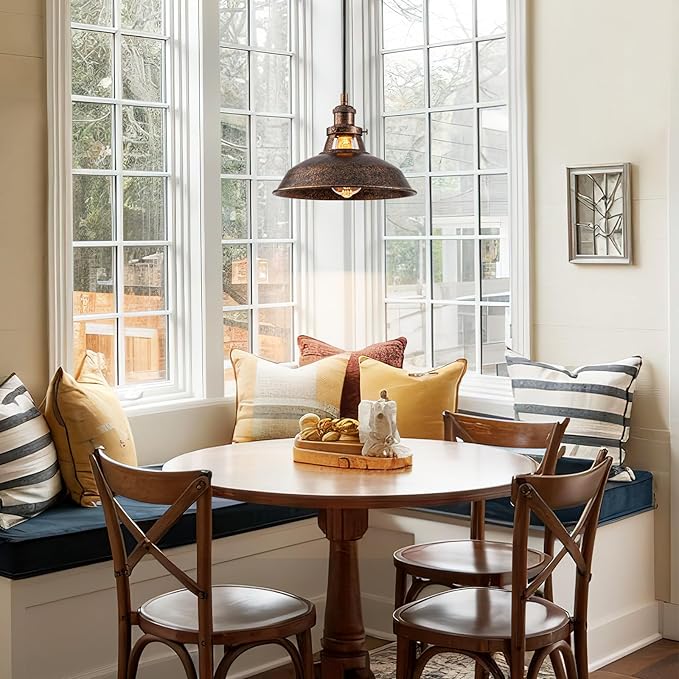 Plug-in Pendant Light with 16FT Cord, Industrial Metal Hanging Lamp with On/Off Switch, Hanging Lights with Plug in Cord for Living Room, Kitchen, Dining Room, Bedroom