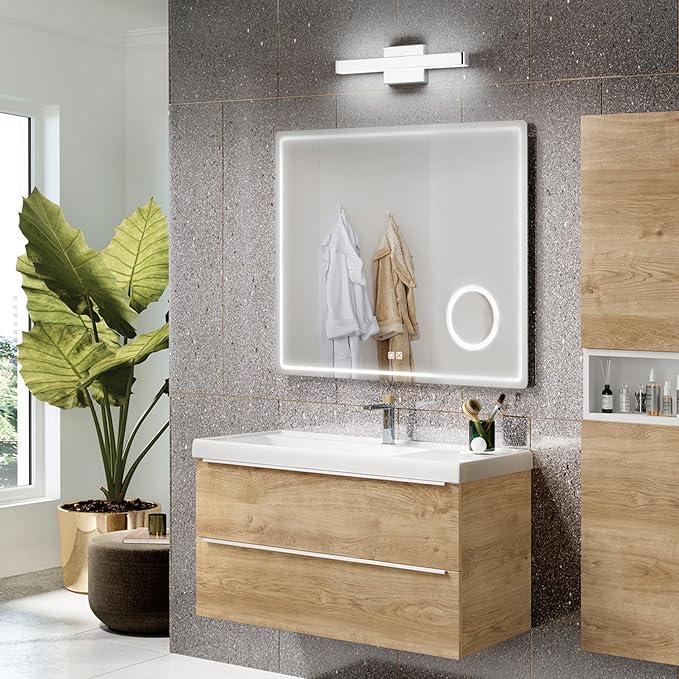 LED Modern Bathroom Vanity Light Fixtures (16-Inch, Cool White 6000K), Modern Acrylic Bathroom Wall Lighting Fixtures for Bathroom Over Mirror, Chrome