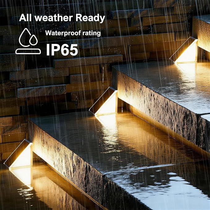 JEJOT Solar Step Lights Outdoor Waterproof IP65,Warm White Solar Stair Lights, Outdoor Light Decor for Stair, Deck, Step, Porch and Outside Patio, 24 Pack