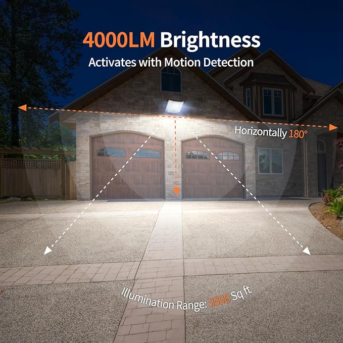 intelamp Solar Flood Lights Outdoor Waterproof, 20000mAh 4000LM Linkable Dual Motion Sensor Security Floodlight Exterior with Remote 16.4 FT Cable, 2-12H Dusk to Dawn Spots Lighting Outside