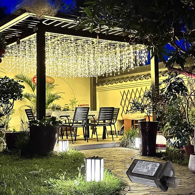 ZIMINGU Icicle Lights Outdoor, 32.8 FT 400 LED 8 Modes Christmas String Fairy Lights with 80 Drops, Twinkle Waterproof Connectable for Roof Balcony Business Park Decor, Warm White, 10M