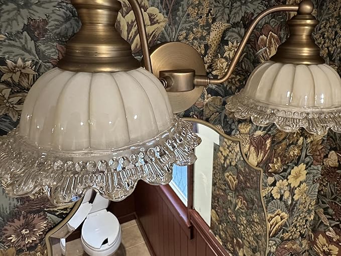 XIEDUN Vintage Vanity Light Brushed Brass 2 Light Vanity Lights for Bathroom Vanity Light Fixtures