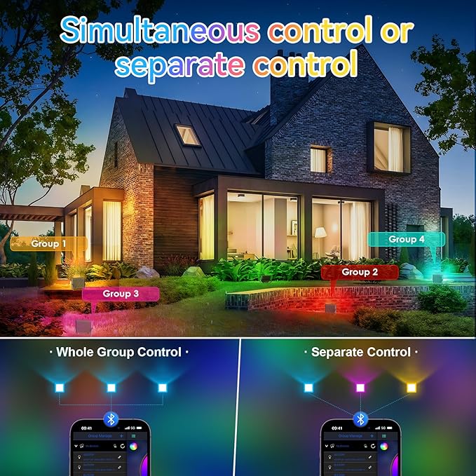 RGB LED Flood Lights Outdoor,Color Changing,30W (300W Equivalent),3000LM, Works with Bluetooth App or 2.4G Remote Control,IP66 Waterproof,16 Million Colors, Timing, Music Sync,5000K,2-Pack