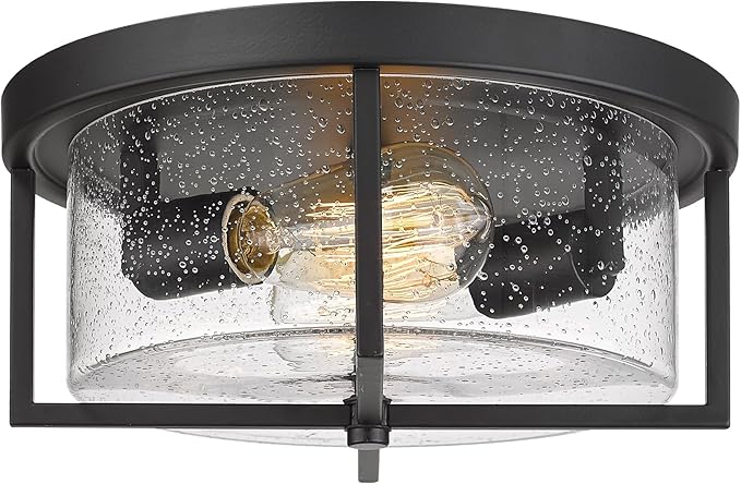 Flush Mount Ceiling Light, Kitchen Island Metal Ceiling Light Fixtures, Farmhouse Close to Ceiling Light, Bedroom Flush Mount Light for Hallway, Kitchen, Entryway and Foyer (Black, 5.5" H)