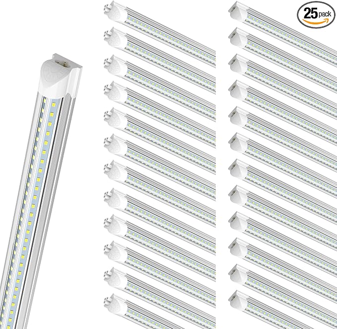 (25 Pack) 5FT LED Shop Light, 50W 6500LM 6000K Cool White, V-Shape, Linkable T8 LED Tube Lights, 5 Foot Shop Lights for Garage, Workshop, Warehouse, Basement, ETL Listed