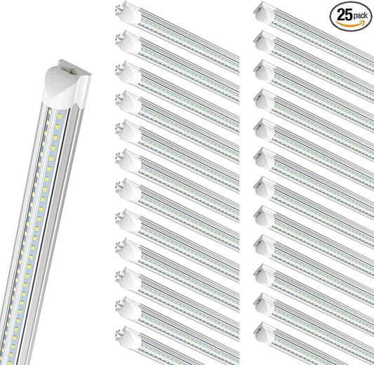(25 Pack) 5FT LED Shop Light, 50W 6500LM 6000K Cool White, V-Shape, Linkable T8 LED Tube Lights, 5 Foot Shop Lights for Garage, Workshop, Warehouse, Basement, ETL Listed