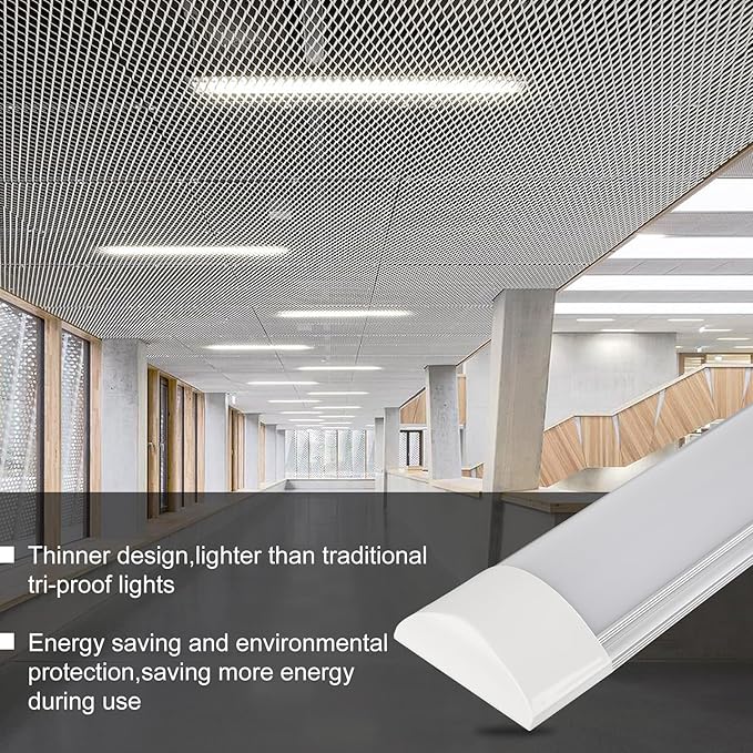 KILIPOL 2FT LED Batten Light, Ceiling Surface Mounted Slim LED Tube Lights, 20W 4000K Neutral White for Office, Shop, Garage, Home, 2 Packs