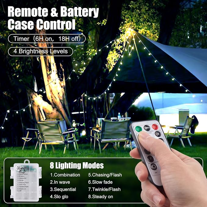2 Pack Globe String Lights Battery Operated - 21 Feet 60 Led Fairy Lights, 8 Modes with Remote Mini Globe Lights for Indoor Outdoor Bedroom Party Wedding Garden Christmas Tree Decor, Pure White
