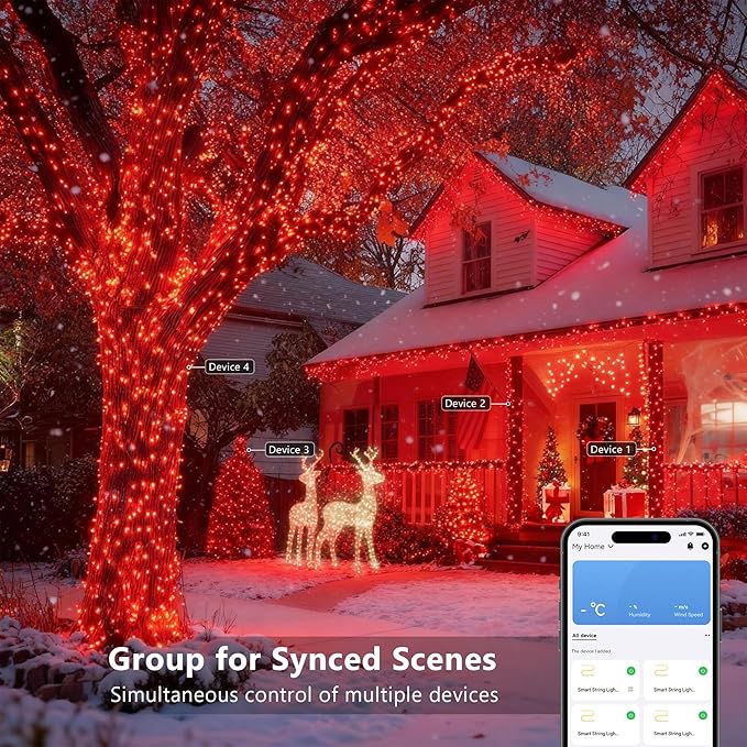 Brizled Smart Red Valentine String Lights/Green St. Patrick's Day Lights, 66FT 200 LED Color Changing Christmas Tree Lights WiFi App & Voice Control, Dimmable Music Sync for Indoor Outdoor Xmas Party