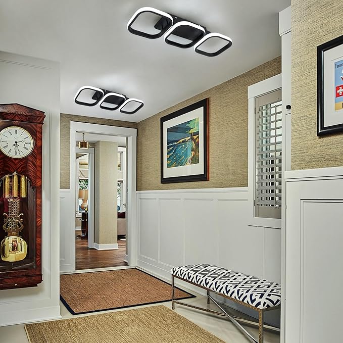 Modern LED Square Ceiling Light - 33W, 6000K Cool White, Flush Mount for Kitchen, Living Room, Bedroom & Hallway