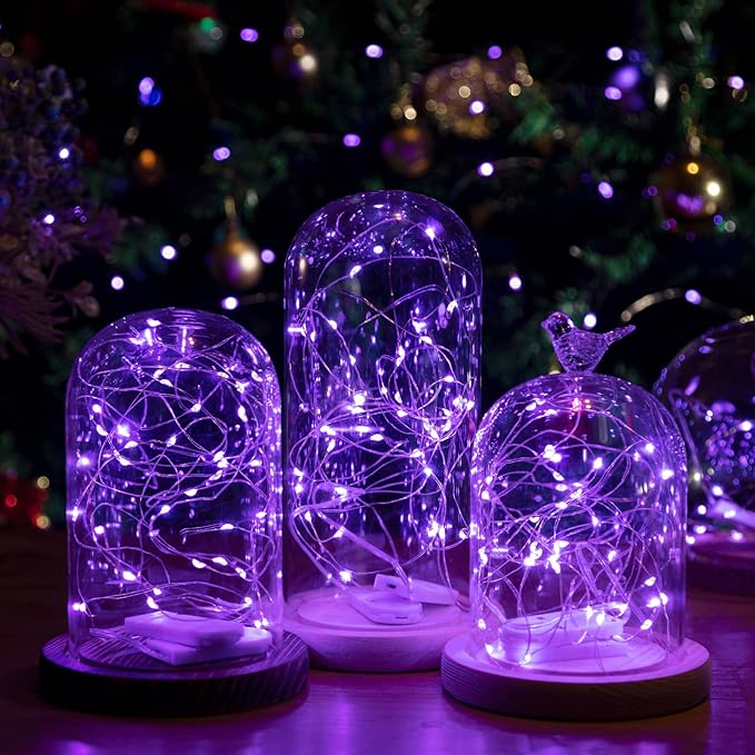 HXWEIYE 12 Pack Fairy Lights Battery Operated, 7ft 20LED Mini Twinkle String Light for Mason Jar DIY Wedding Table Centerpieces Party Bedroom Christmas (Purple)