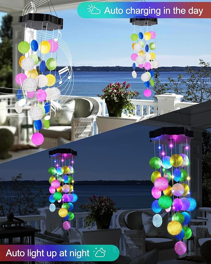 Zeiliuled Solar Wind Chimes for Outside, Pastel Shell Hanging Lights with 2 Modes, Solar Shells Light Gifts for Mom Grandma Girls, LED Outside Decorative Mobile Lights for Garden Yard Patio Decor