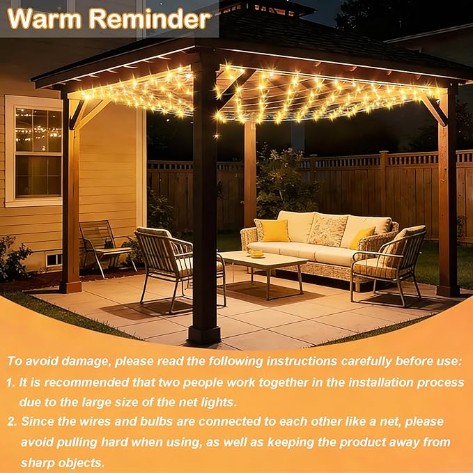 Lovelite 10ft x 10ft Net Lights Outdoor, 240LED 35 Colors Changing Gazebo Net Lights Clear Wire, Connectable Red White Blue Fairy Light for 4th of July Patio Pergolas Wedding Summer Party Decor