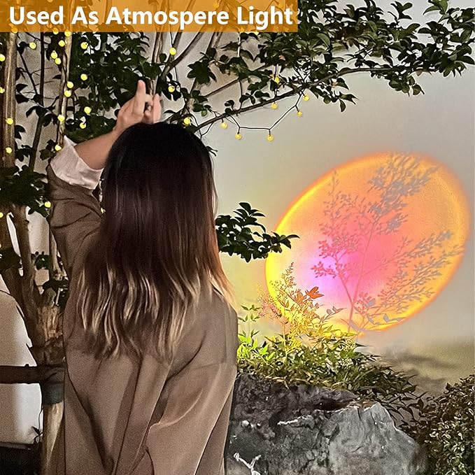 GOODFOEVER Solar Rock Lights (2pcs) Sunset Projection Lights Atmosphere Night Light Solar Powered Garden Lights Outdoor Decorative Waterproof LED Spotlight for Pathway, Walkway, Yard, Patio