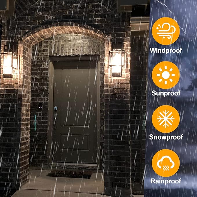 PARTPHONER Modern Outdoor Light Fixture Dusk to Dawn Outdoor Lighting, 15" H Exterior Wall Sconce Waterproof Porch Light, Outside Light for House with Water Glass for Garage Doorway(Bulb Included)