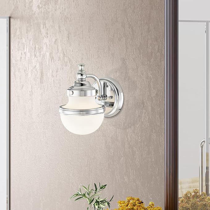 Livex 5711-05 Transitional One Light Bath Vanity from Oldwick Collection Finish, Polished Chrome