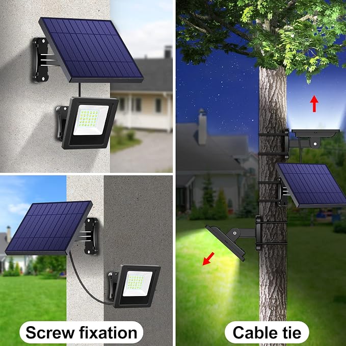 Lightonight Solar Lights Outdoor 1 Pack with Stake, 6500K Cool White | Waterproof Flood Light outdoor, Dusk to Dawn Security Lighting for Porch Patio Yard Garage