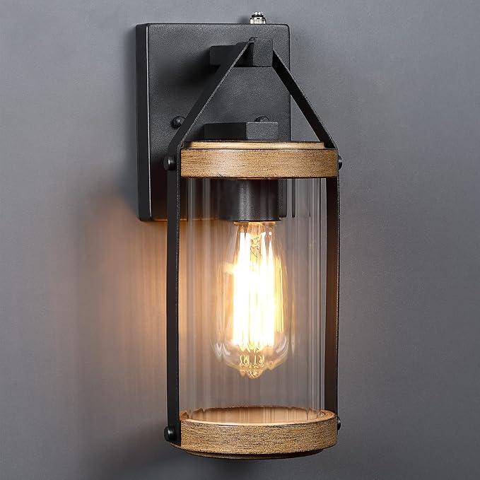 LONEDRUID 2 Pack Dusk to Dawn Outdoor Wall Light Fixtures Photocell Sensor Exterior Lantern Sconce Lighting Waterproof Outside Wall Mount Lamp for House Patio Garage Entryway Doorway