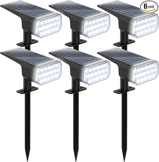 Solar Lights Outdoor Waterproof, 3 Lighting Modes Solar Spot Lights Outdoor, LED Solar Spotlights, Ultra Bright Dusk-to-Dawn Uplights for Garden, Landscape, Yard, Pathway, IP65, Auto On/Off
