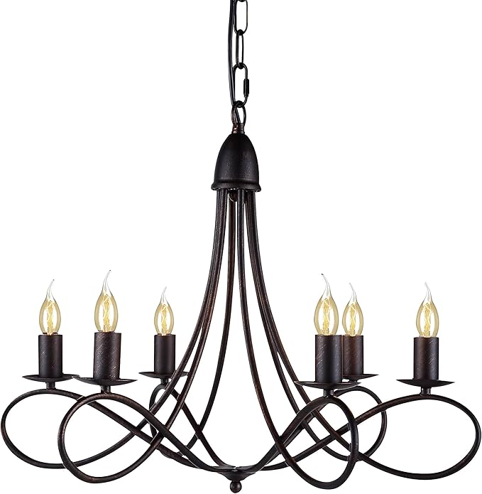 Elegant Lighting Lyndon Collection 6-Light Pendant Lamp, Dark Bronze Finish