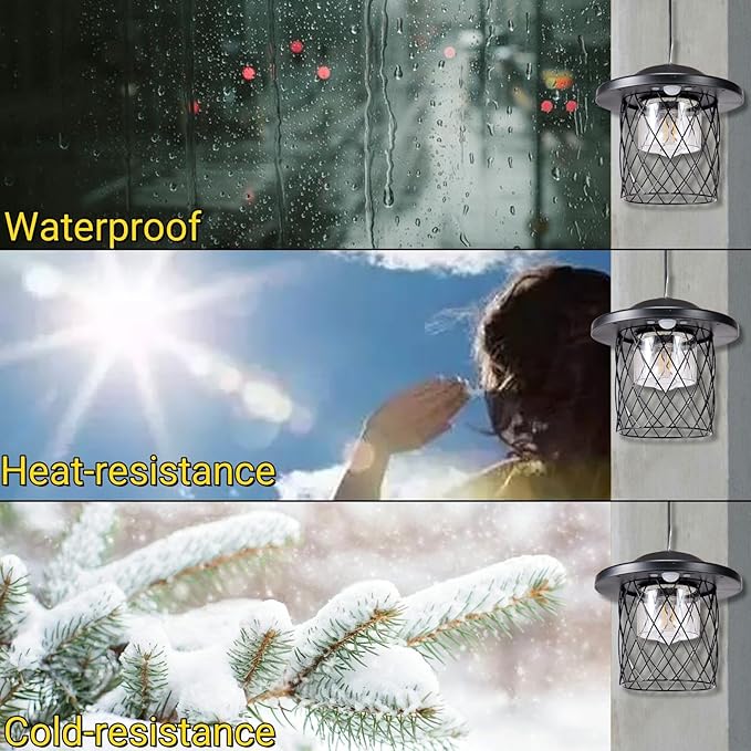 HULPPRE Solar Light Indoor&Outdoor,Shed Lighp Daytime or Night,Classic Metal with E27 Bulb,Cool or Warm White,5 Modes LED Pendant Lamp for Barn,Chicken Coop,Patio,Garden,Yard,Gazebo