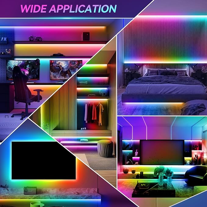 LED Strip Lights, 16.4Ft 150LEDs RGB LED Lights for 32-75 Inch TV Behind,Music Sync App Control TV LED Strip with Remote,USB Plug-in Bias LED Strips Lights for Bedroom Game Cabinet Desk Shelf