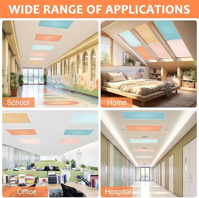 QOUBAI 6PCS Fluorescent Light Covers, 4x2 Feet Magnetic Light Cover Fluorescent Lights Shade Panel Positive Inspirational Ceiling Lights Filters for Office Classroom Home Drop Ceiling Pastel Boho