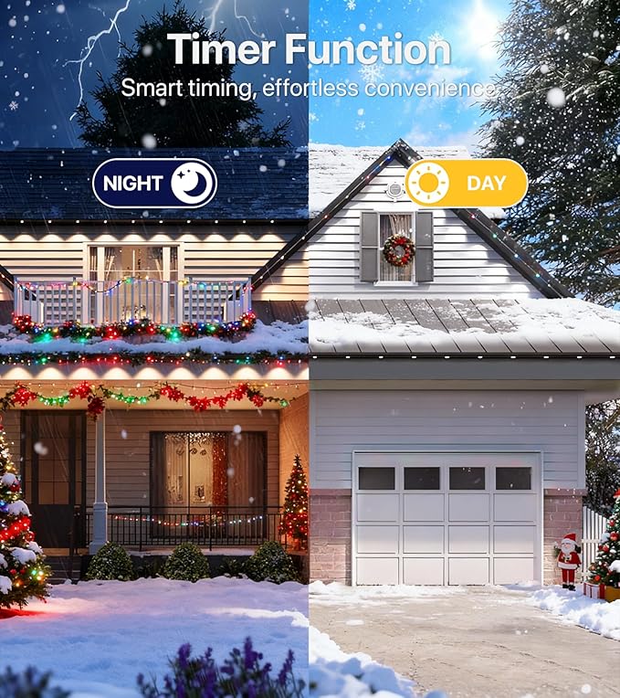 Permanent Outdoor Lights for House: 100FT RGB+IC LED Eave Light with Smart APP & Remote Control, 72 Scene Modes, IP65 Waterproof String Lights-Party, Christmas Decoration(Extension Cord Not Included)