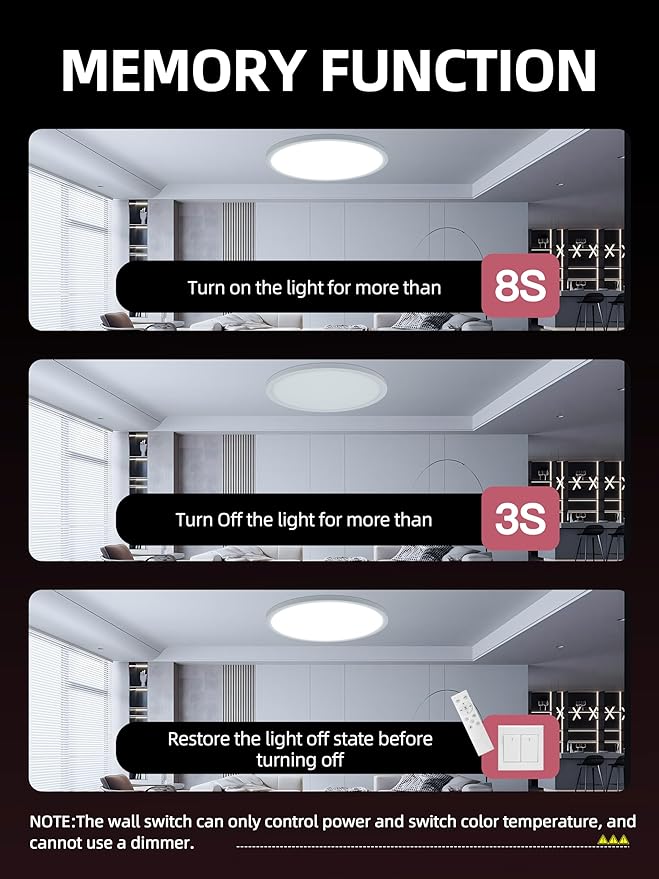 2 Pack 12 Inch Smart Ceiling Light Fixture, RGB LED Flush Mount Ceiling Light with Night Light, 24W 2400LM Ultra-Slim Ceiling Light with Remote, 16 Million DIY Colors, Works with Alexa/Google Home