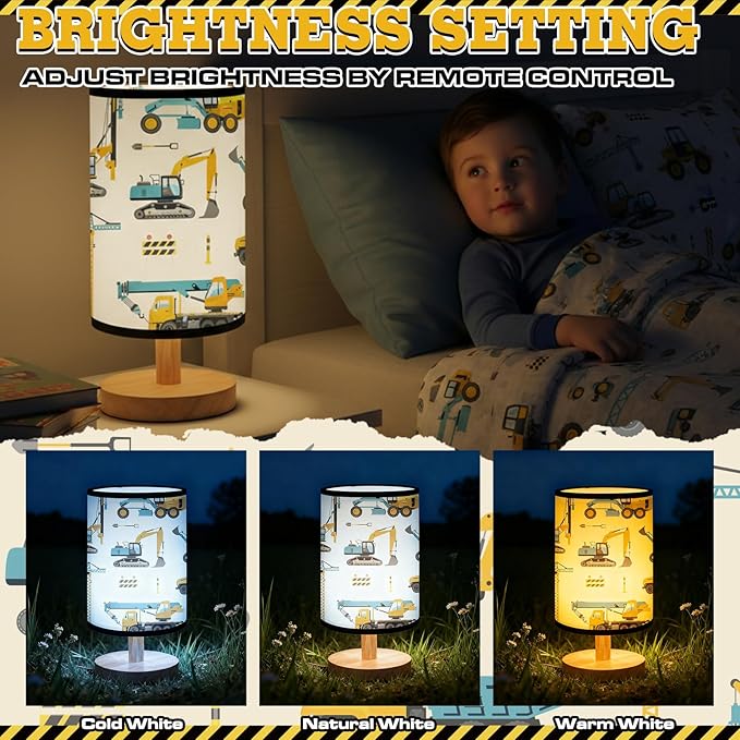 Construction Truck Table Lamp Gifts 3 Colors Dimmable Lights Construction Room Bedroom Decor 9.72 x 5.12 Inch Excavator Night Light Bedside Lamps Decoration for Bedroom Desk Birthday Gifts for Home