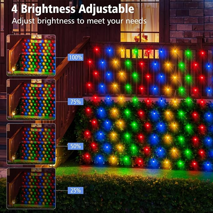 echosari Net Lights Battery Operated, 100 LED Dual Color Changing Bush Lights 5X 5Ft Christmas Net Light with Remote for Garden Shrub Bush Fence Decor (Warm White & Multicolor)