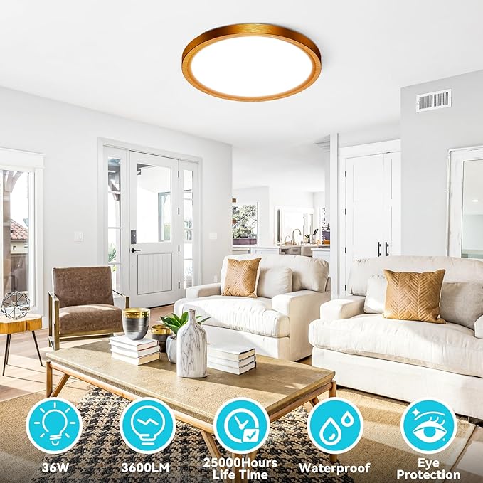 libtit 7 Inch Golden Bronze Flush Mount Ceiling Light, 15W Aureate Ceiling Light Fixture, 3000K/4000K/6500K Color Selectable, Gilded Round Ceiling Lighting for Bedroom Kitchen Pantry