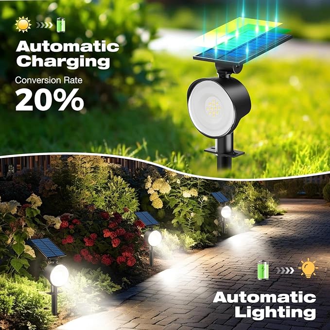 nipify 12 Pack Solar Lights Outdoor Waterproof, 3 CCT Solar Spot Lights with 2 Brightness Landscape Spotlights for Outside Garden Yard Trees