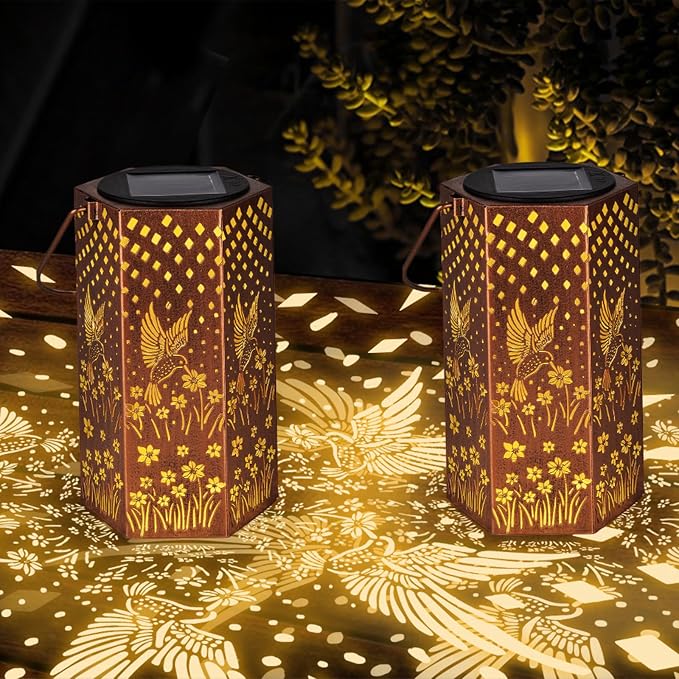 Eandisom Birthday Gifts for Women, 4 Pack Hummingbird Solar Lanterns