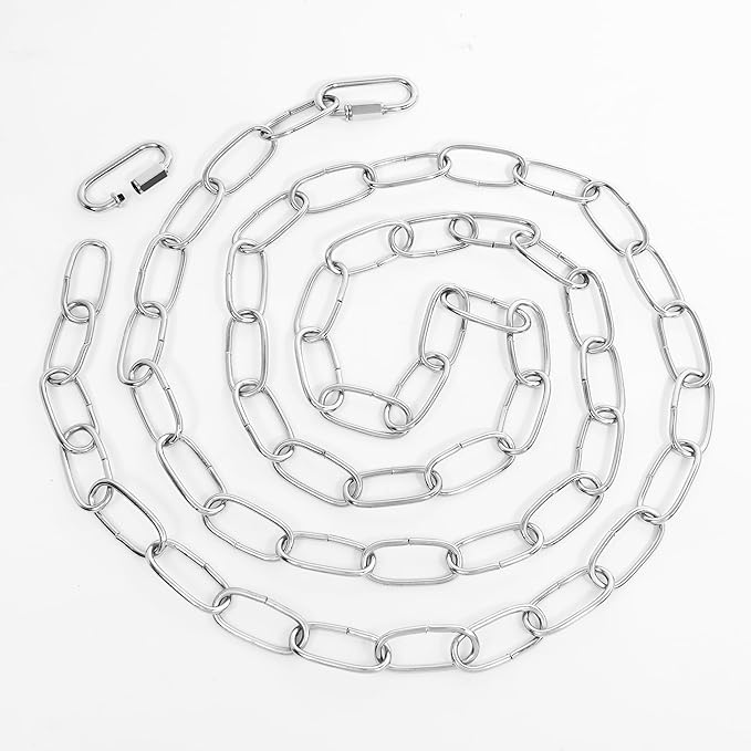 garini 6 Feet Silver Light Fixture Chain, Adjustable Metal Pendant Chandelier Chain Extension with Detachable Link, Maximum Load is 66 Pounds, 1 Pack