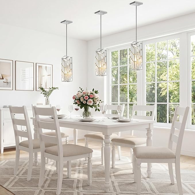 Chrome Pendant Lights Kitchen Island 1 Pack, Mini Crystal Chandeliers, Modern Pendant Lights Ceiling Lighting Fixtures for Kitchen Island, Dinning Room, Bedroom
