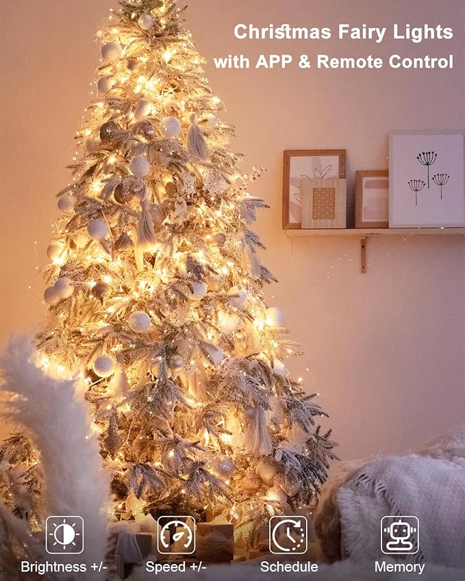 Smart Fairy Lights 33Ft 100 LED Twinkle String Lights with Remote & APP Control, Color Changing USB Fairy Lights Music & Mic Sync for Valentine's Day Bedroom Holiday Party Decor
