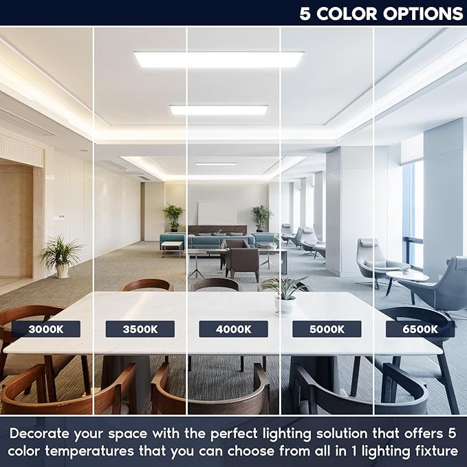 LUXRITE 1x4 FT LED Backlit Flat Panel Light, 5CCT 3000K-6500K, 5 Wattage Adjustable 20W-40W, 2500-5000 Lumens, Dimmable, Drop Ceiling Troffer Light, Damp Rated, DLC Premium, IC & ETL Listed (16 Pack)