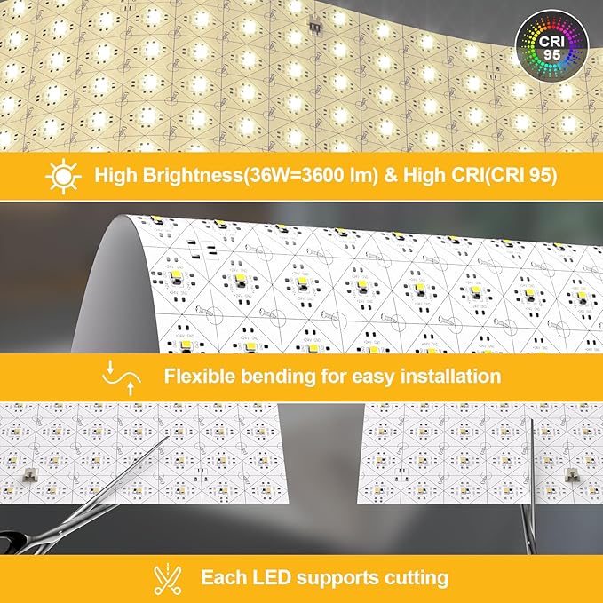 Lichaser 4 Pack LED Backlight Sheet Warm White 3000K 24V 36W, Dimmable LED Panel Sheet Work with Alexa, Flexible Backlit Light Remote & APP Control, 19.7X9.7 Inch for Marble, Onyx, Quartz Countertop