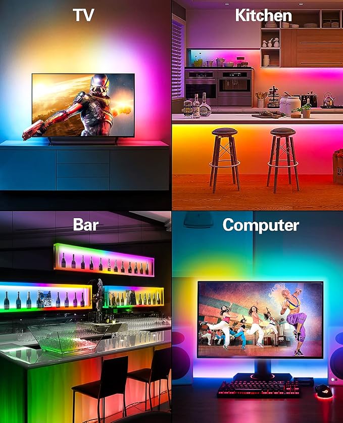 TV Led Backlight, 16.4ft RGB LED Lights for TV Smart Led Lighting for 65-85inch Monitor,USB Strip Lights Behind TV, Color Changing Sync with Music, Bluetooth App Controlled Led Lights for Home Decor