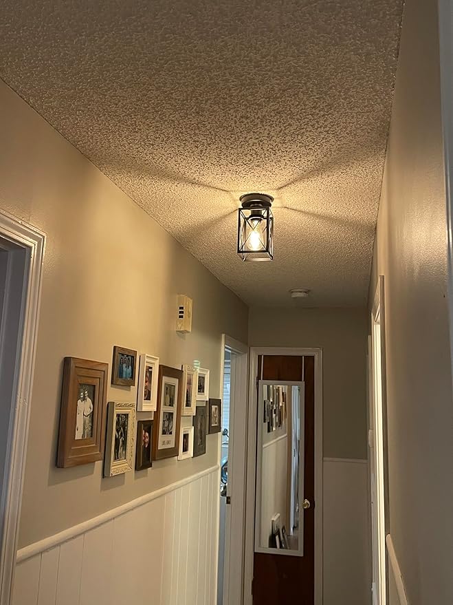 Ken & Ricky Kitchen Over Sink Light,Flush Mount Ceiling Light Fixtures,Single Bulb,Ceiling Mount for Kitchen Above Sink, Hallway Laundry Room Entryway,Farmhouse Industrial Style