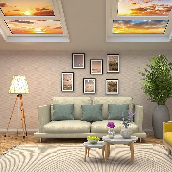 8 Pcs Fluorescent Light Covers with 80 Magnets Decorative for Classroom Ceiling Light 4 x 2 Feet Magnetic Light Covers Filter Easy Install for Office Hospitals & Home Drop Ceiling Supplies (Sunrise)