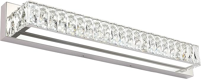 ZUZITO LED Vanity Lights for Bathroom - 30 inch Crystal Modern Vanity Lights - Chrome Bathroom Light Fixtures Over Mirror Cool White Light