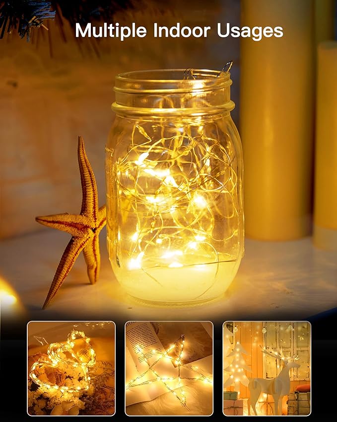 Solar String Lights Outdoor Waterproof, 4 Packs Total 132 Ft 400 LED Solar Fairy Lights with 8 Modes, Twinkle Solar Powered Outdoor Lights for Patio Yard Trees Wedding Christmas, Warm White | IP65 Waterproof Twinkle Lights with 8 Modes, Patio Lights fo...
