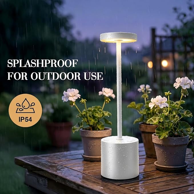 AUDLES Cordless Table Lamp – 2 Pack Rechargeable Table Lamps, 5000mAh Battery Operated Lamp with 3-Color Dimmable Light, Outdoor Table Lamp for Bedroom, Restaurant, Patio, Home Décor (White)