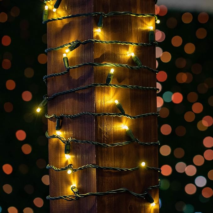Novelty Lights 35 Light LED Christmas Mini Light Set, Outdoor Curtain Wreath Craft Bottle String Lights, Warm White, Non-Connectable, Green Wire, 13.5 Feet…