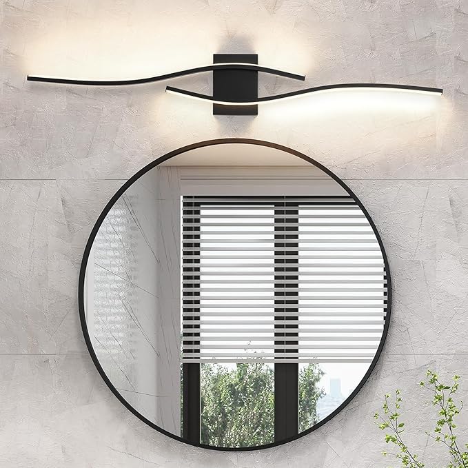 LED Modern Vanity Lights Dimmable Over Mirror 39.4 inches Black Bathroom LED Vanity Light for Bathroom Living Room 3300K Warm Light