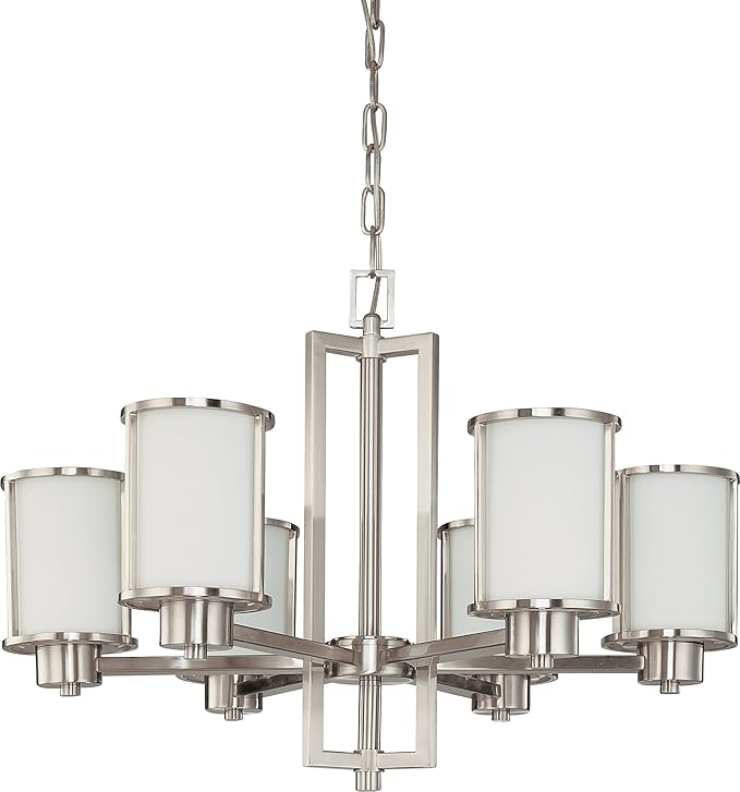 NUVO 60/2853 Six Light Chandelier, Brushed Nickel